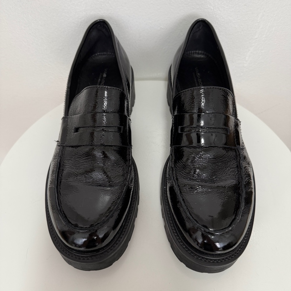 Vagabond Kenova Black Patent Leather Slip Loafet Size US 8.5 / 39